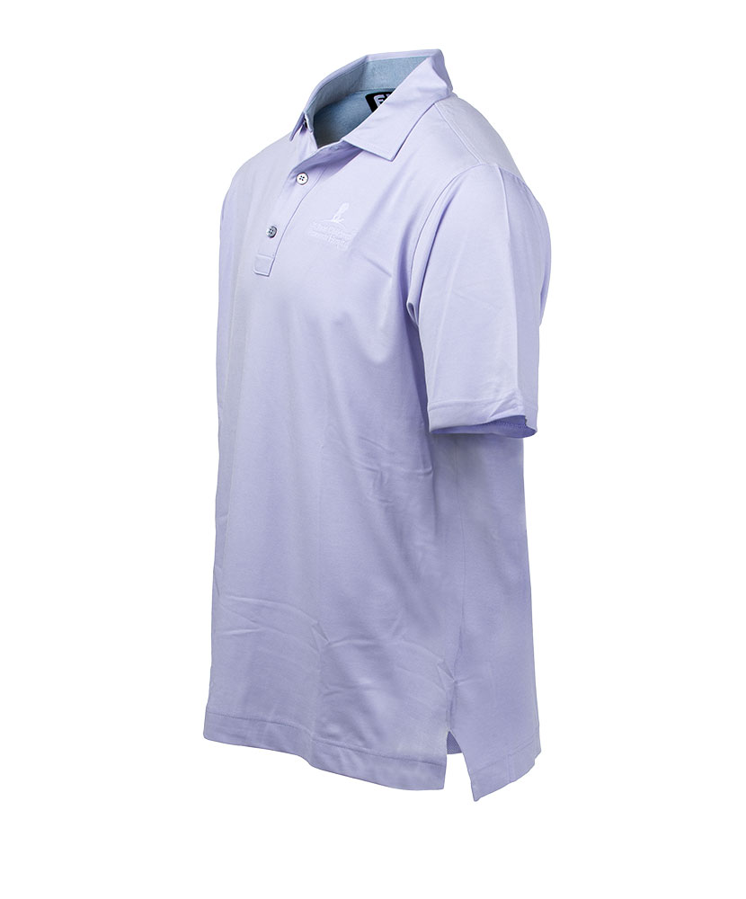 Men's Heather Stretch Pique Solid Self Collar Golf Polo Shirt